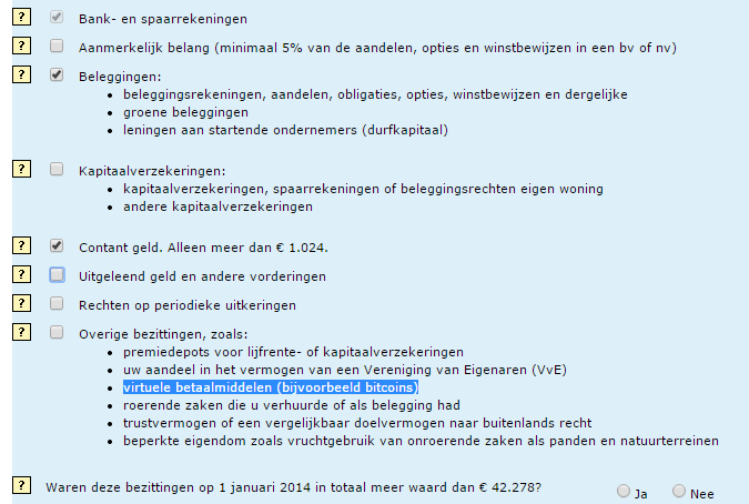 Bitcoins aangeven